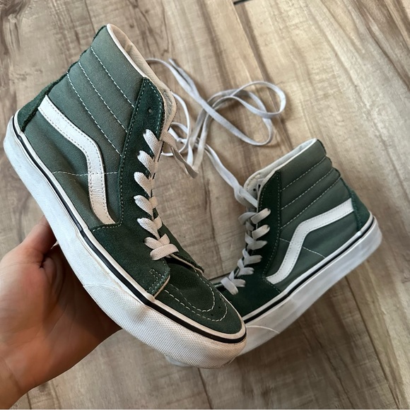 Vans Shoes - Vans Sk8 Hi Top Light Green/Gray Canvas Skate Shoes Sneakers Women’s Size 8